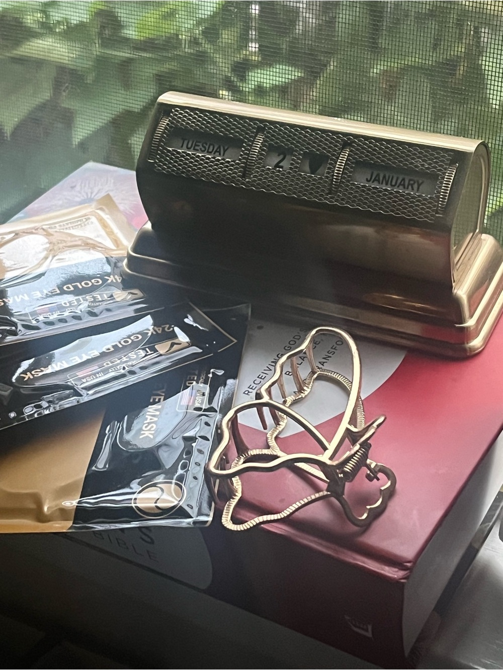 Brass Perpetual Desk Calendar - Gold (3-in-1)